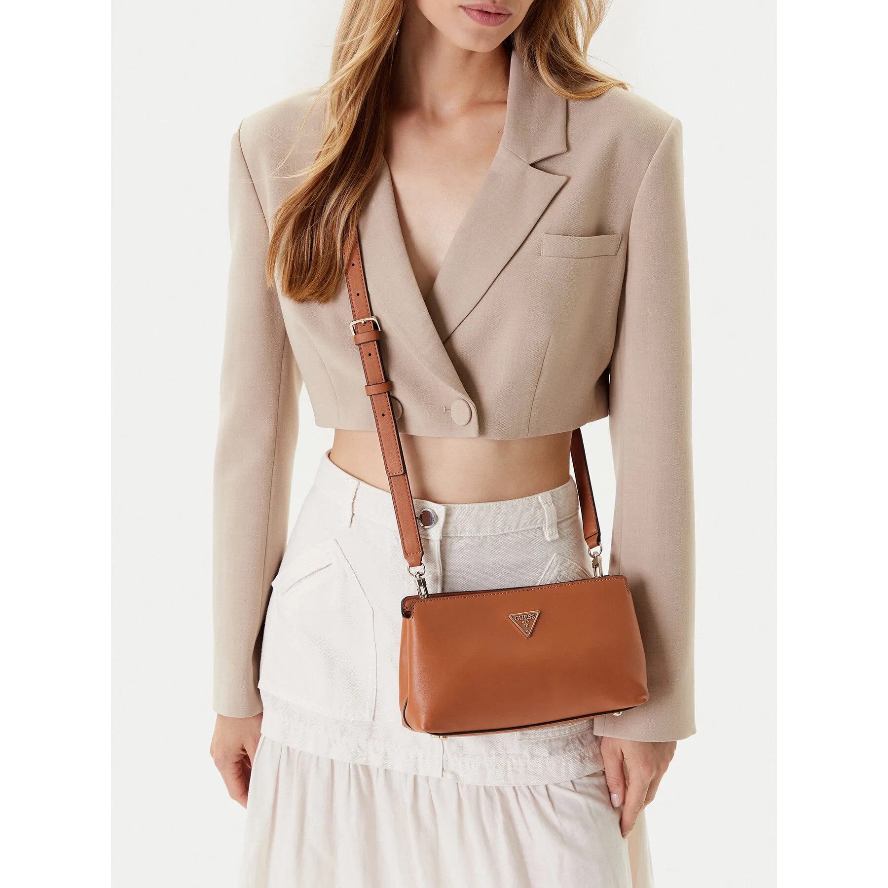 Дамска чанта Guess Talent HWNG96 69120 Кафяв – Дамски чанти тип плик