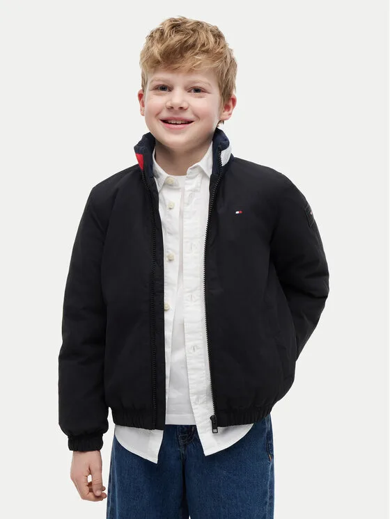 Детско яке Tommy Hilfiger Essential черно – Черен – Детски преходни якета