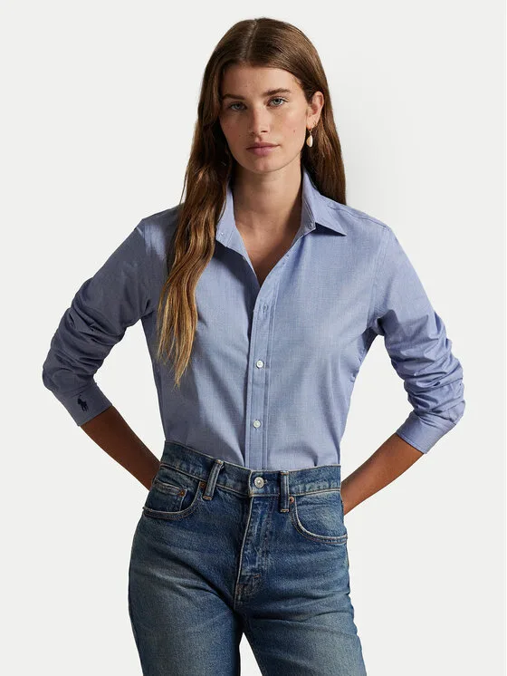 Polo Ralph Lauren Риза 211941509004 Светлосиньо Slim Fit – Дамски ежедневни ризи