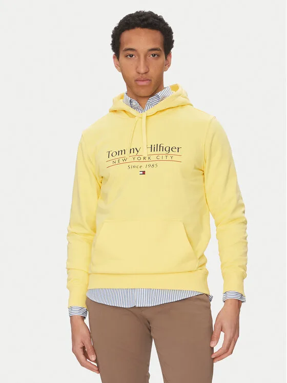 Tommy Hilfiger Суитшърт Center Stack MW0MW38672 Жълт Regular Fit – Мъжки суитшърти без цип