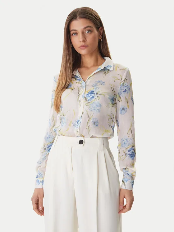 Guess Риза W6RH73 WDW82 Бял Regular Fit – Дамски ежедневни ризи