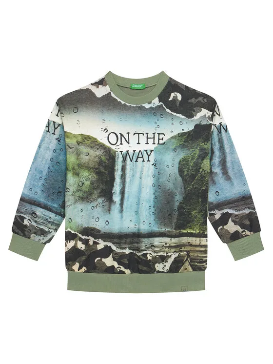 United Colors Of Benetton Суитшърт 3WECC10PR Зелен Oversize – Мъжки суитшърти без цип