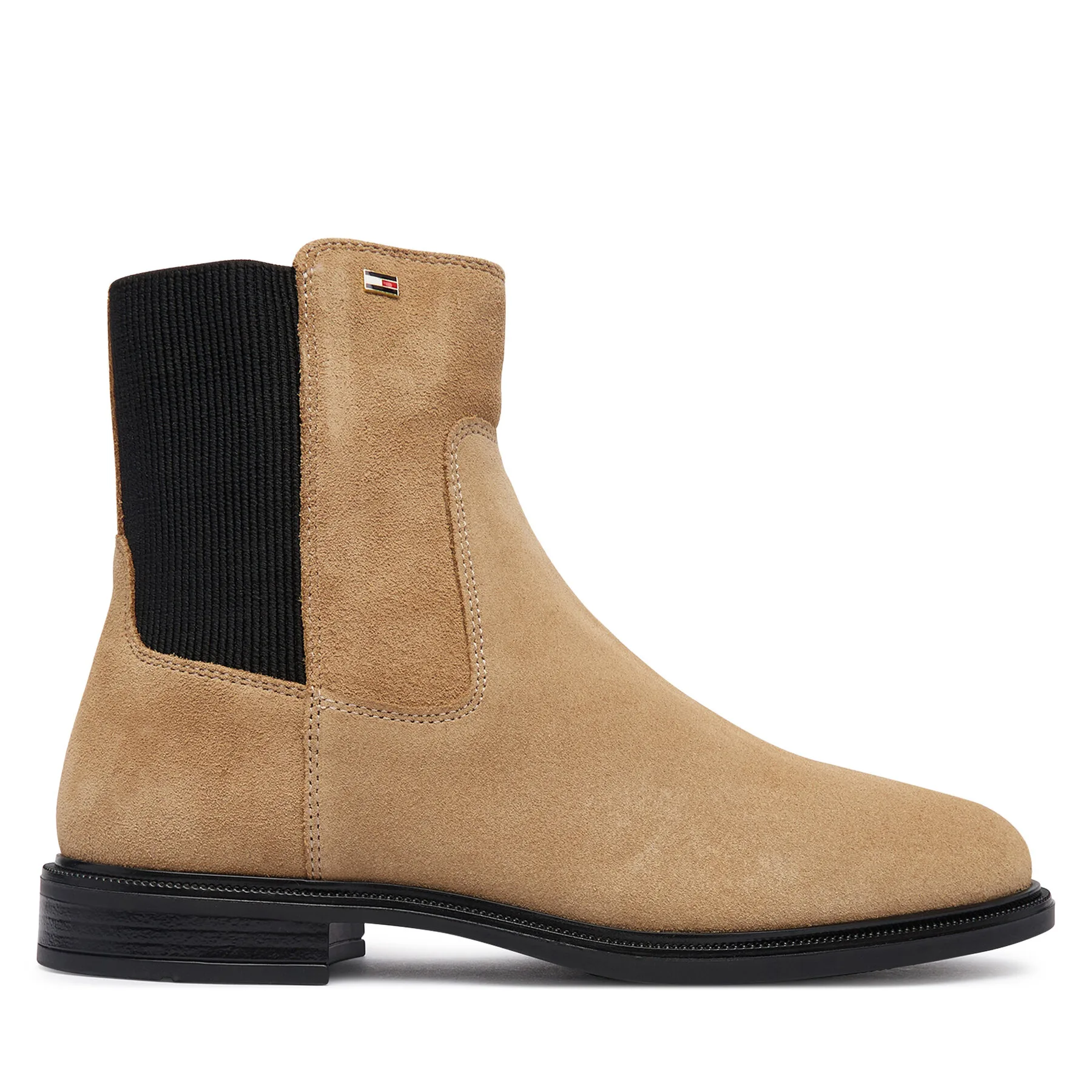 Боти тип челси Tommy Hilfiger Enamel Flag Suede Ankle Chelsea FW0FW09575 Бежов – Дамски равни боти