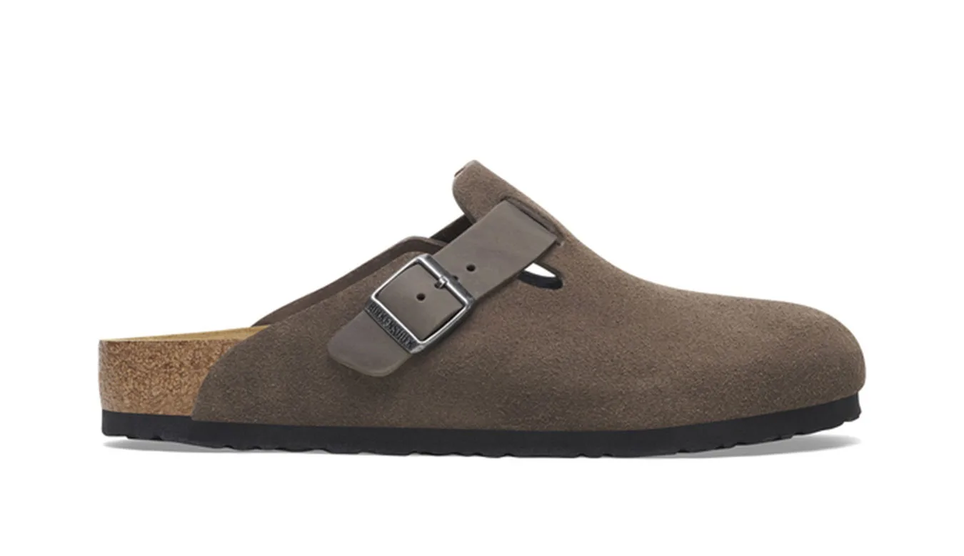 Мъжки чехли Birkenstock Boston BS Mixed Leather Narrow Fit сиви – Cinza