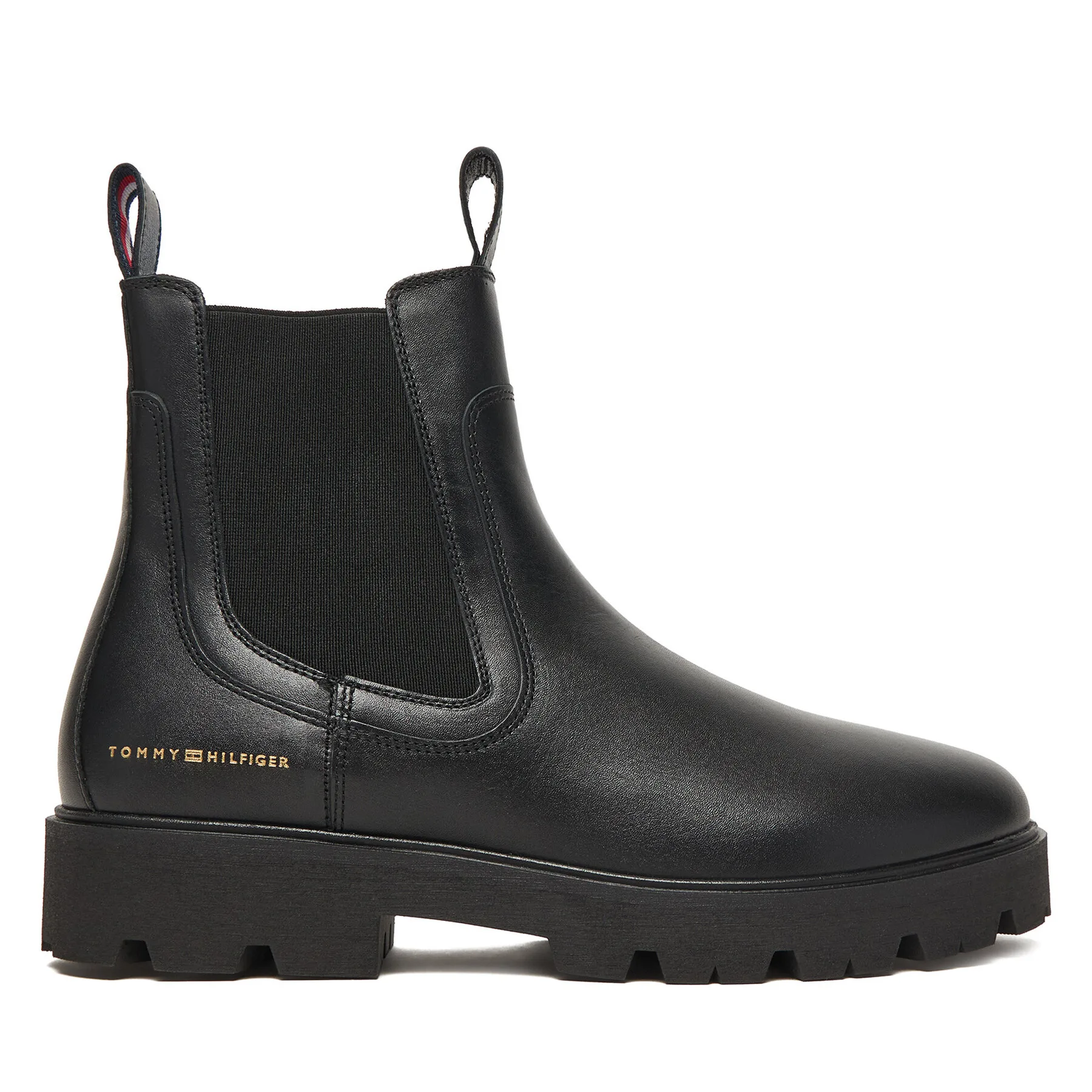 Боти тип челси Tommy Hilfiger Lthr Low Chelsea FW0FW08775 Черен – Дамски равни боти