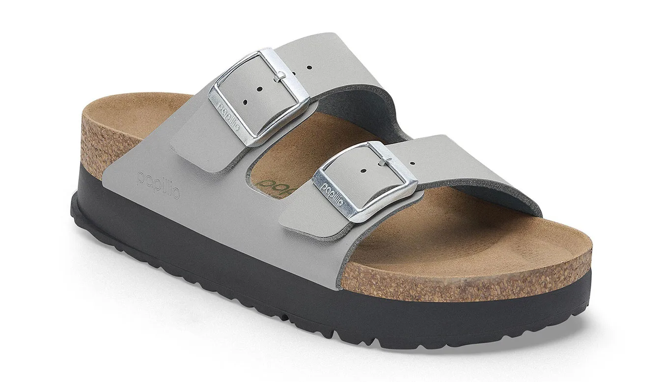 Birkenstock Arizona PAP Flex Platform Birko-Flor Narrow Fit Grey Mulheres - Cinza - 1028439 – Дамски сандали на платформа