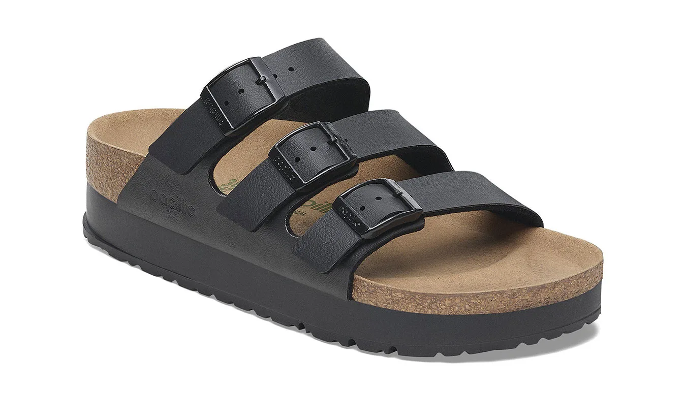 Birkenstock Florida III PAP Flex Platform Birko-Flor Narrow Fit Black Mulheres - Preto - B1029737 – Дамски сандали на платформа