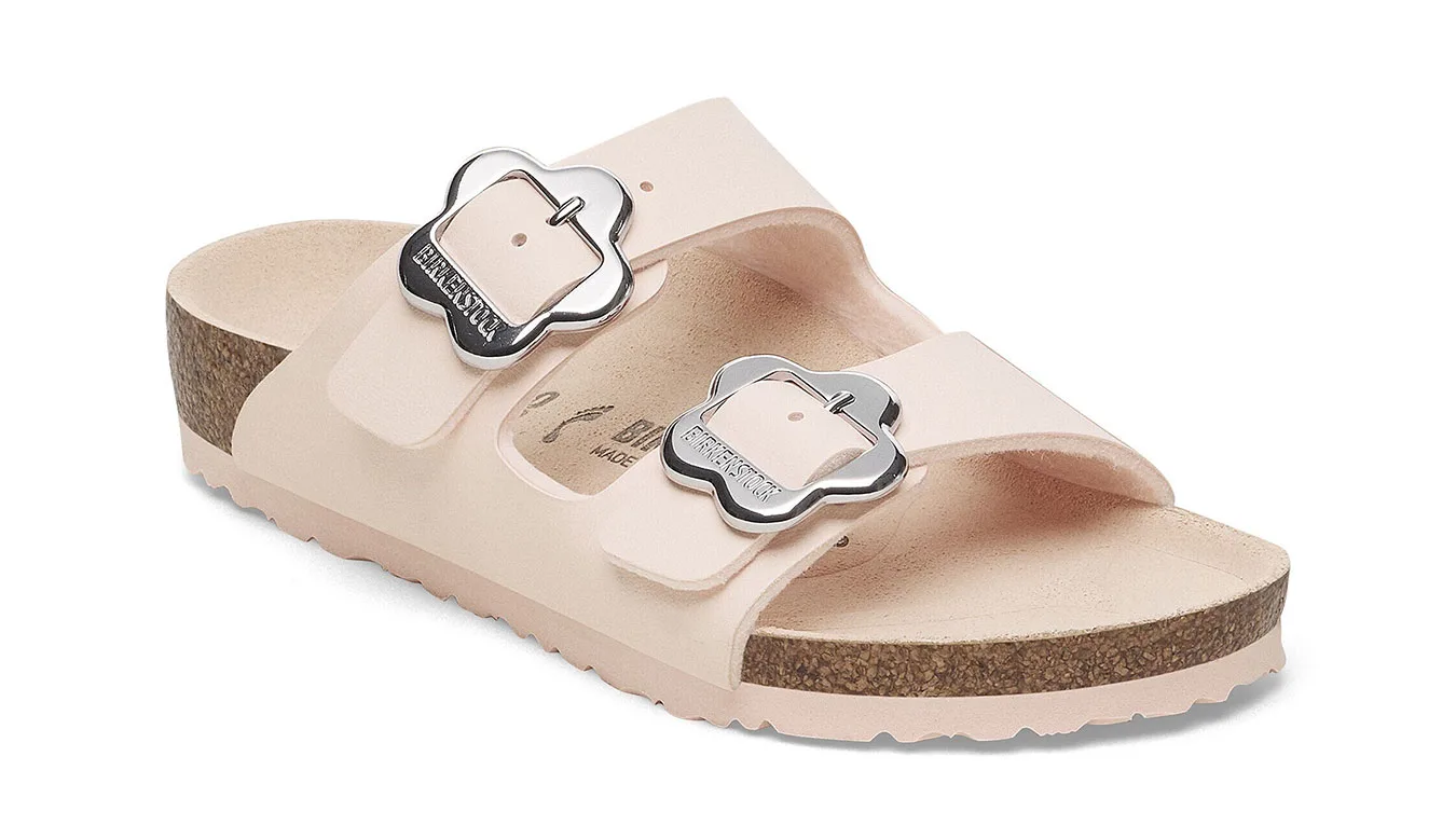 Детски чехли Birkenstock Arizona Flower Buckle Birko-Flor светлокафяви – Castanho Claro – Детски чехли и джапанки