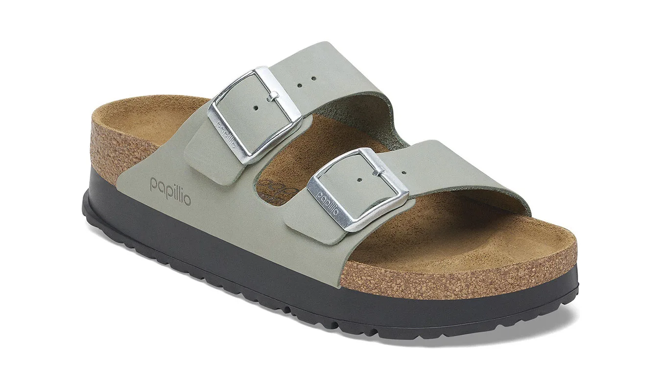 Дамски чехли Birkenstock Arizona PAP Flex Platform Nubuk Leather сиви – Cinza
