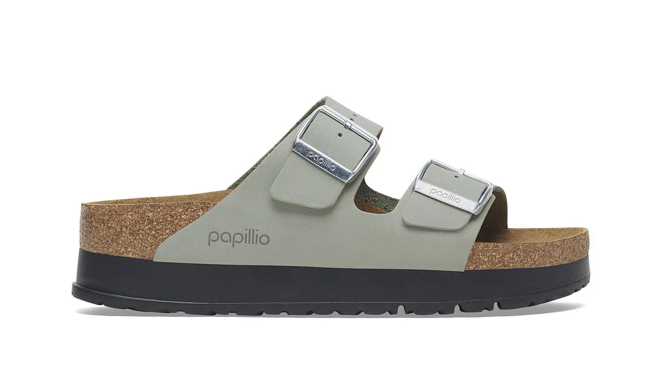 Дамски чехли Birkenstock Arizona PAP Flex Platform Nubuk Leather сиви – Cinza