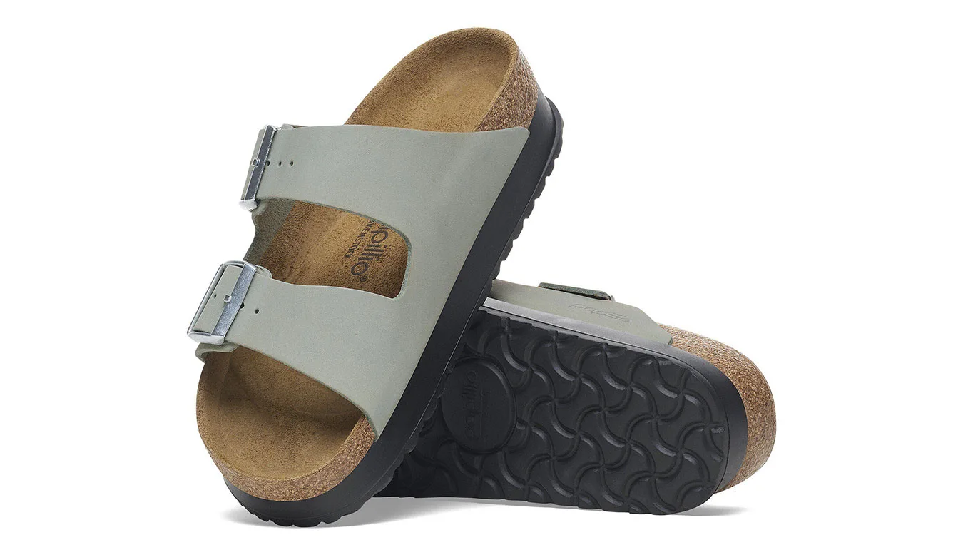 Дамски чехли Birkenstock Arizona PAP Flex Platform Nubuk Leather сиви – Cinza