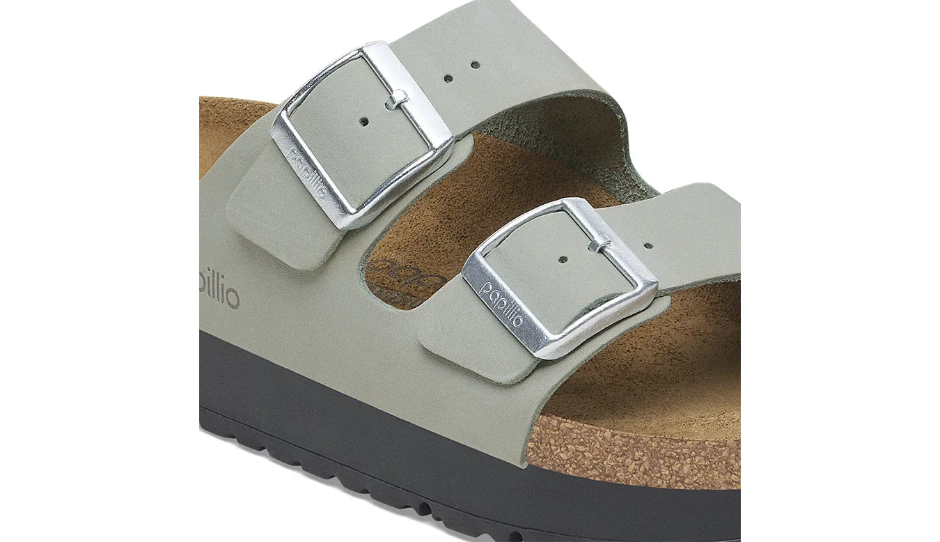 Дамски чехли Birkenstock Arizona PAP Flex Platform Nubuk Leather сиви – Cinza
