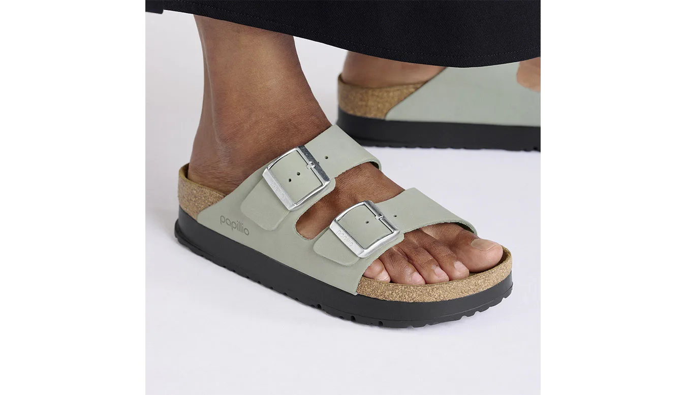 Дамски чехли Birkenstock Arizona PAP Flex Platform Nubuk Leather сиви – Cinza