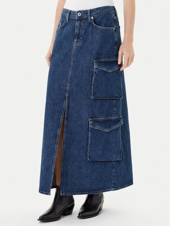 Дамска дънкова пола Karl Lagerfeld Jeans A3W12011 синя – Дамски дънкови поли