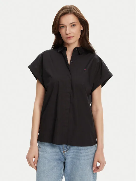 Tommy Hilfiger Риза WW0WW45897 Черен Relaxed Fit – Дамски ежедневни ризи