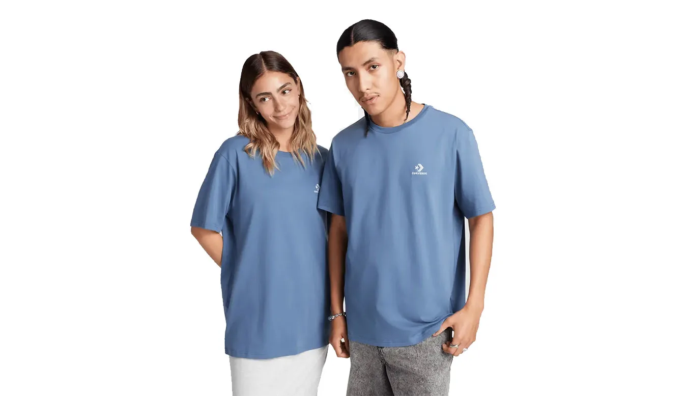 Converse Standard Fit Left Chest Star Chevron Embroidered Tee Blue Homens - Azul - 10023876-A45 – Мъжки тениски