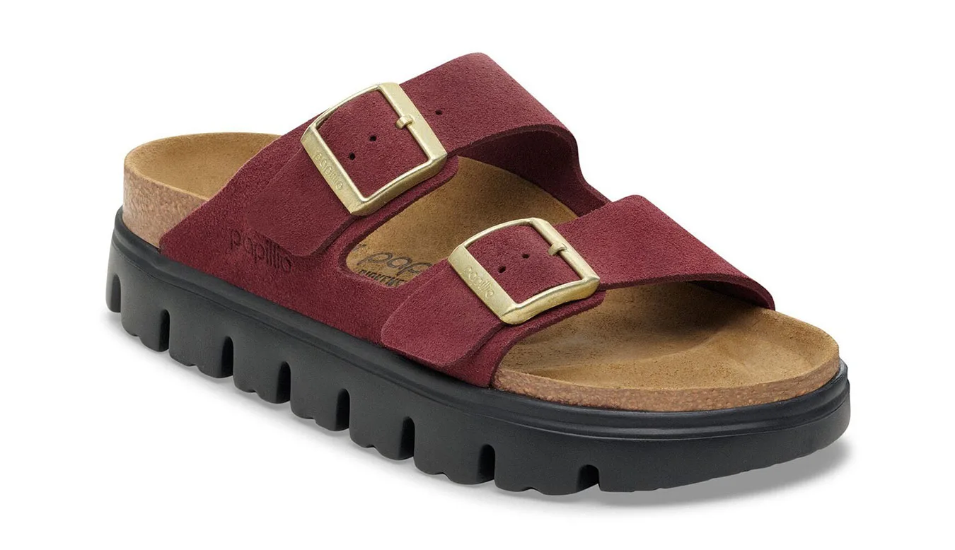 Birkenstock Arizona Platform Suede Leather Narrow Fit Mulheres - Bordô - 1030581 – Дамски сандали на платформа