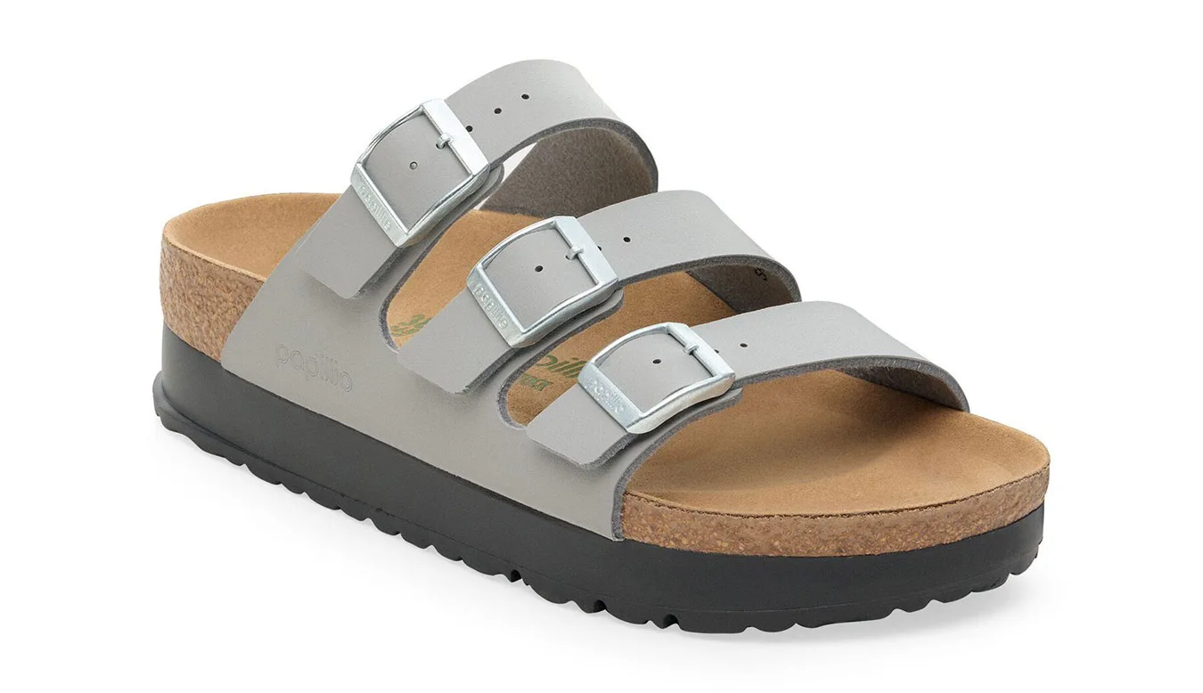Birkenstock Florida Flex Platform Birko-Flor Narrow Fit Mulheres - Cinza - 1030567 – Дамски сандали на платформа