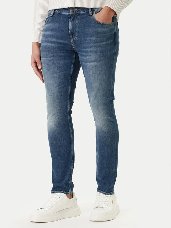 Guess Дънки Chris M2YA27 D4Q42 Тъмносин Super Skinny Fit – Мъжки skinny дънки