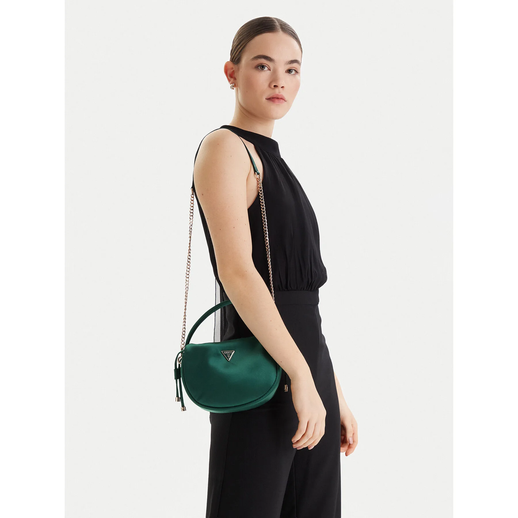 Дамска чанта тип торба Guess Elsie Mini HWSE96 зелена – Дамски чанти тип торба