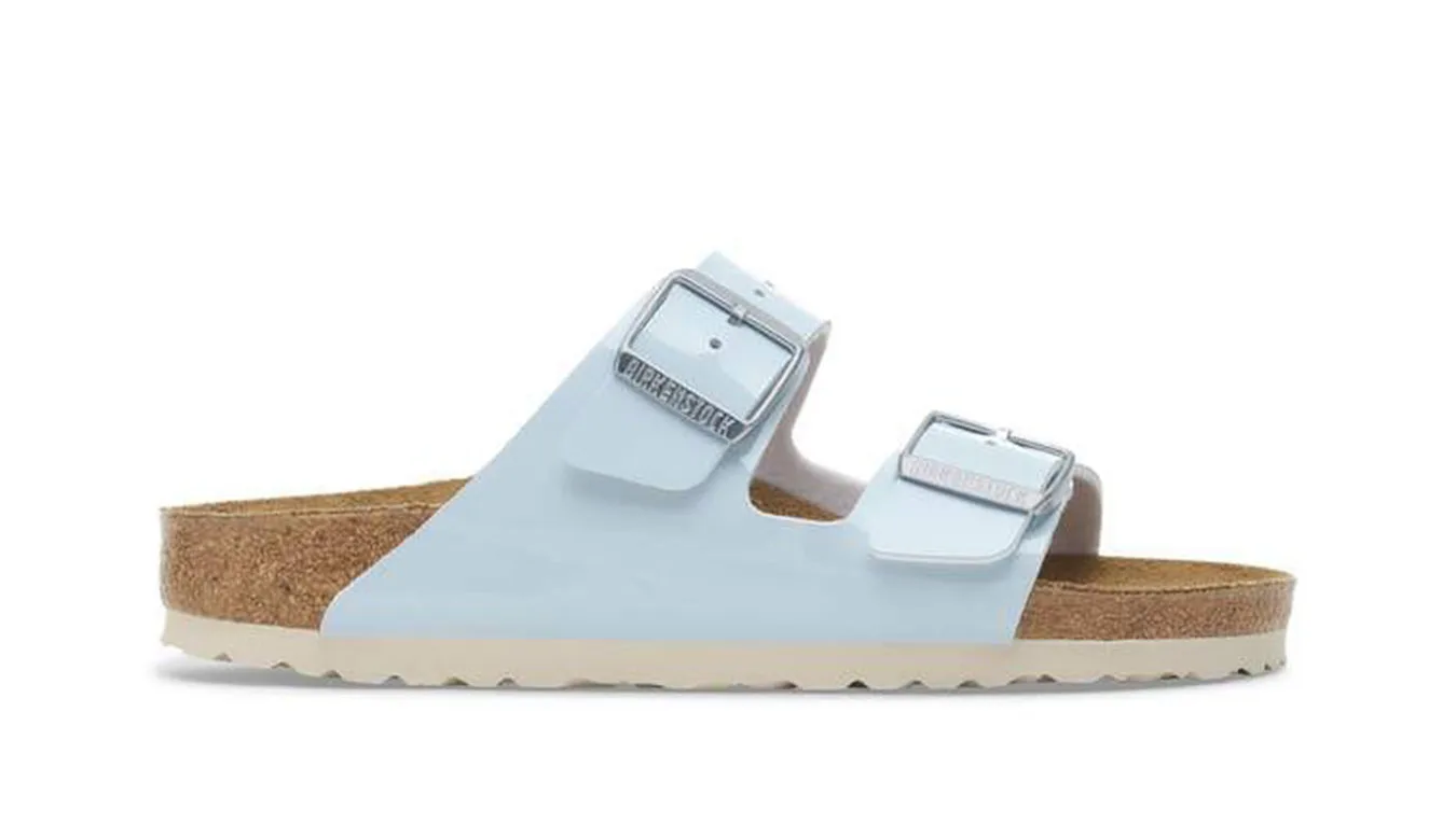 Дамски чехли Birkenstock Arizona Birko-Flor Patent Narrow Fit сини – Azul