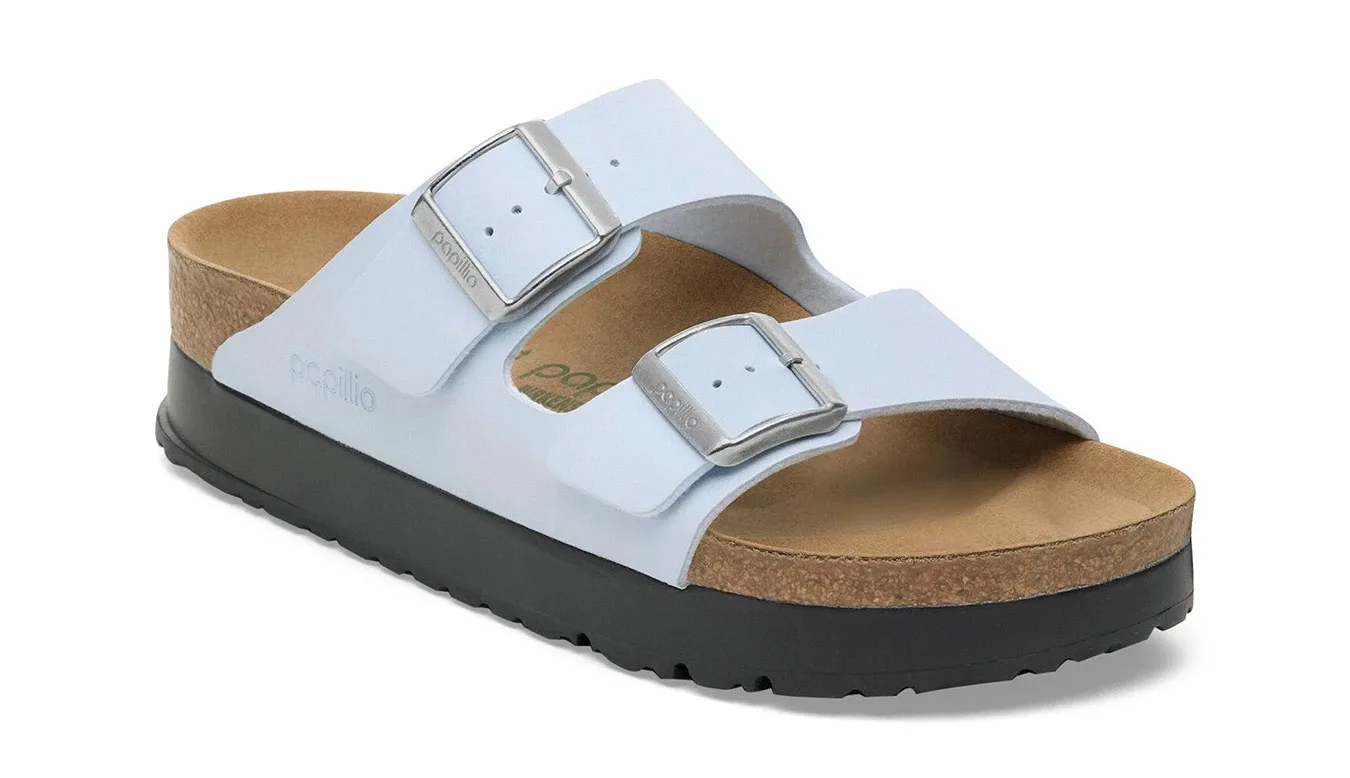 Дамски чехли Birkenstock Arizona PAP Flex Platform Birko-Flor Narrow сини – Azul