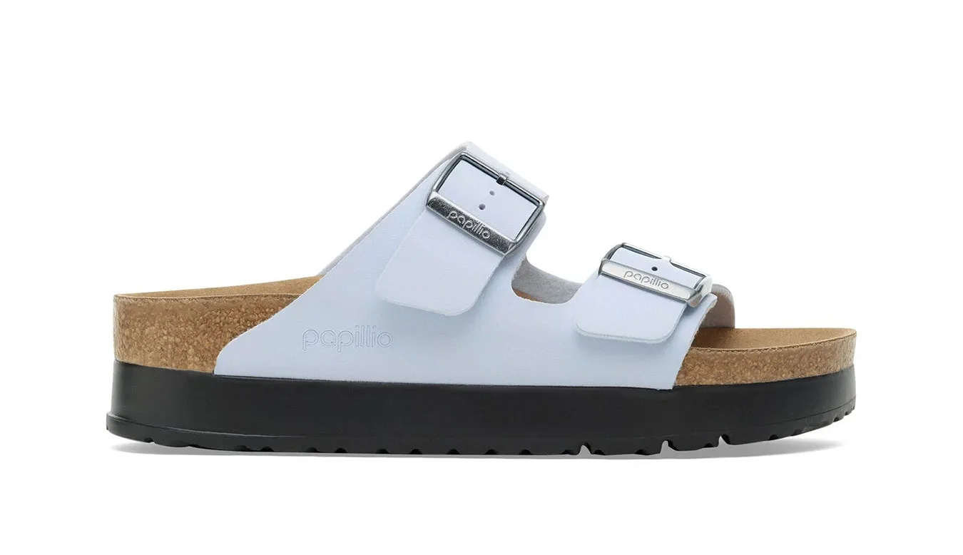 Дамски чехли Birkenstock Arizona PAP Flex Platform Birko-Flor Narrow сини – Azul