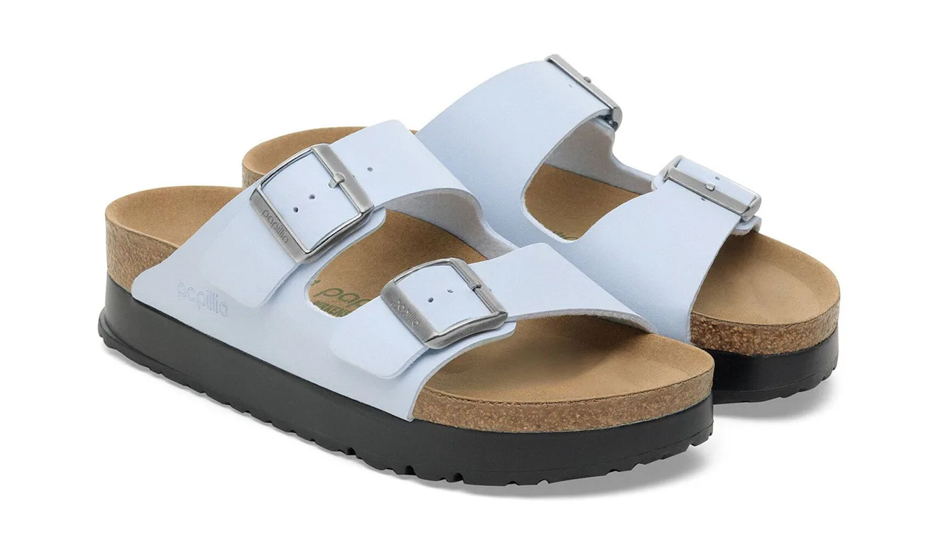 Дамски чехли Birkenstock Arizona PAP Flex Platform Birko-Flor Narrow сини – Azul