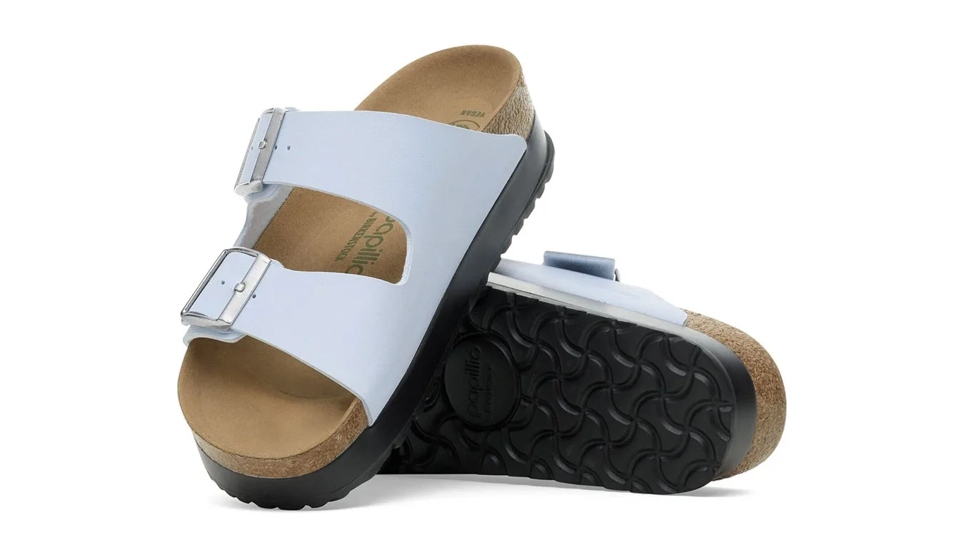 Дамски чехли Birkenstock Arizona PAP Flex Platform Birko-Flor Narrow сини – Azul