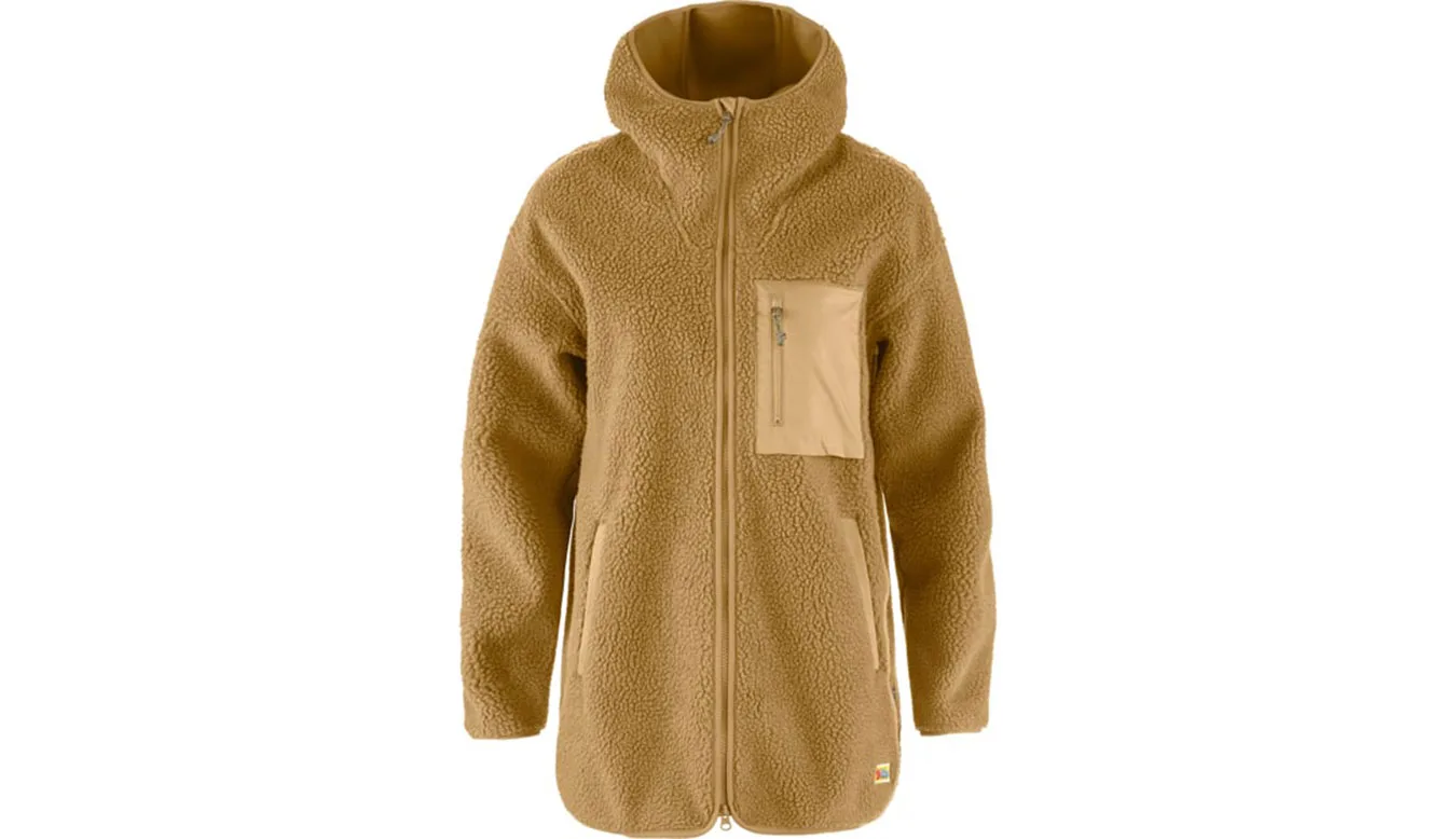 Дамски полар Fjällräven Vardag Pile Long кафяв – Castanho – Дамски полари