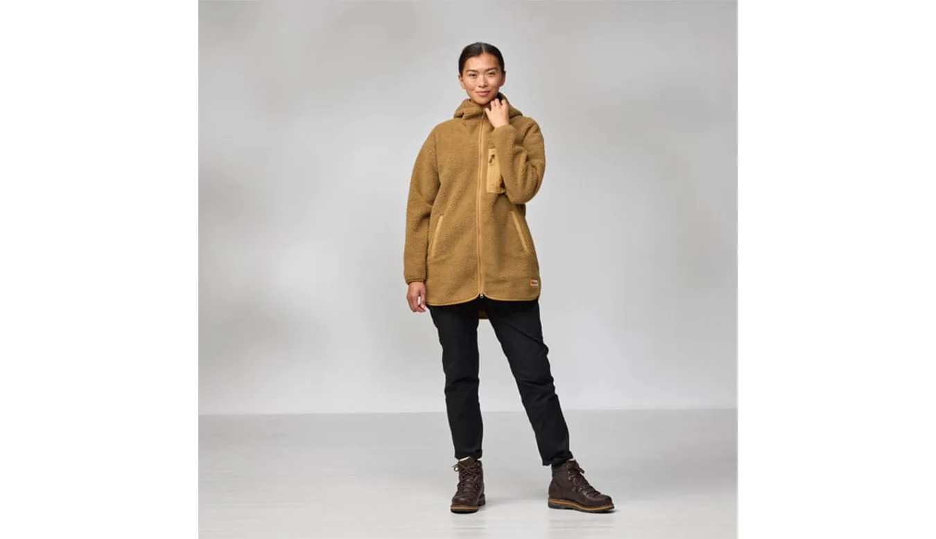 Дамски полар Fjällräven Vardag Pile Long кафяв – Castanho – Дамски полари