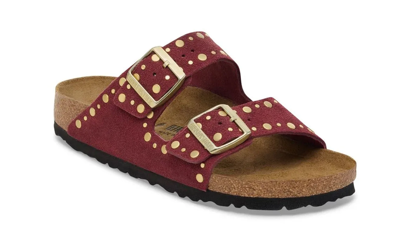 Дамски чехли Birkenstock Arizona Rivet Suede Leather бордо – Bordô