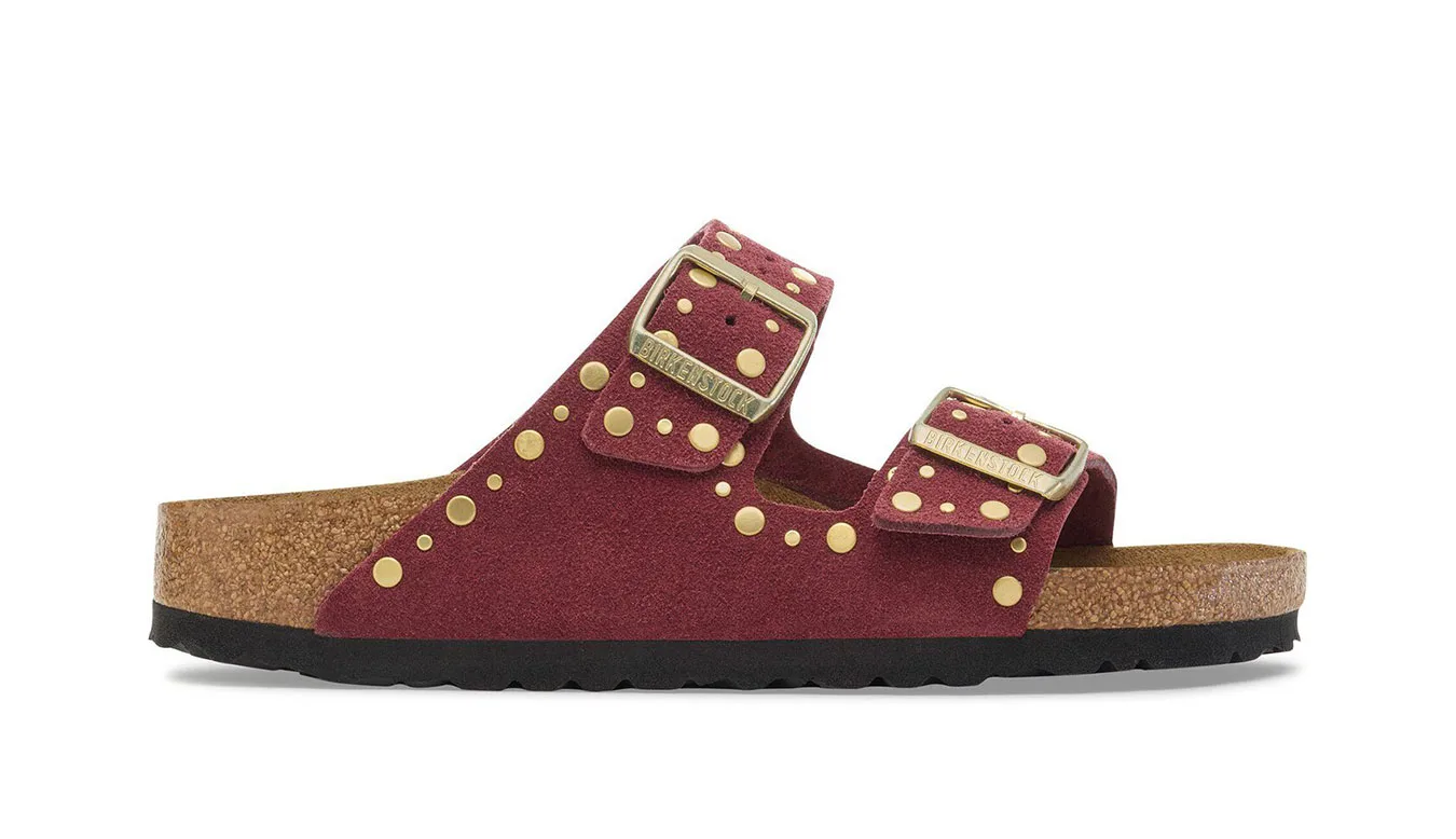 Дамски чехли Birkenstock Arizona Rivet Suede Leather бордо – Bordô
