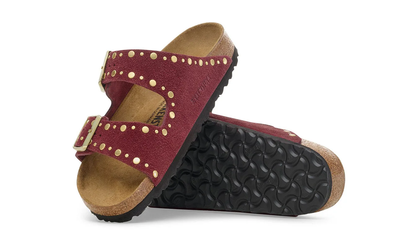 Дамски чехли Birkenstock Arizona Rivet Suede Leather бордо – Bordô