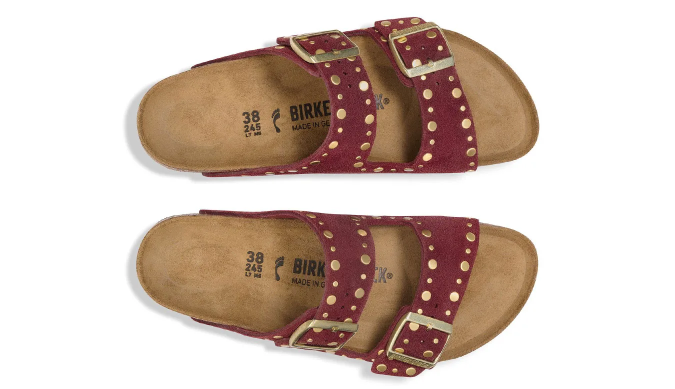 Дамски чехли Birkenstock Arizona Rivet Suede Leather бордо – Bordô