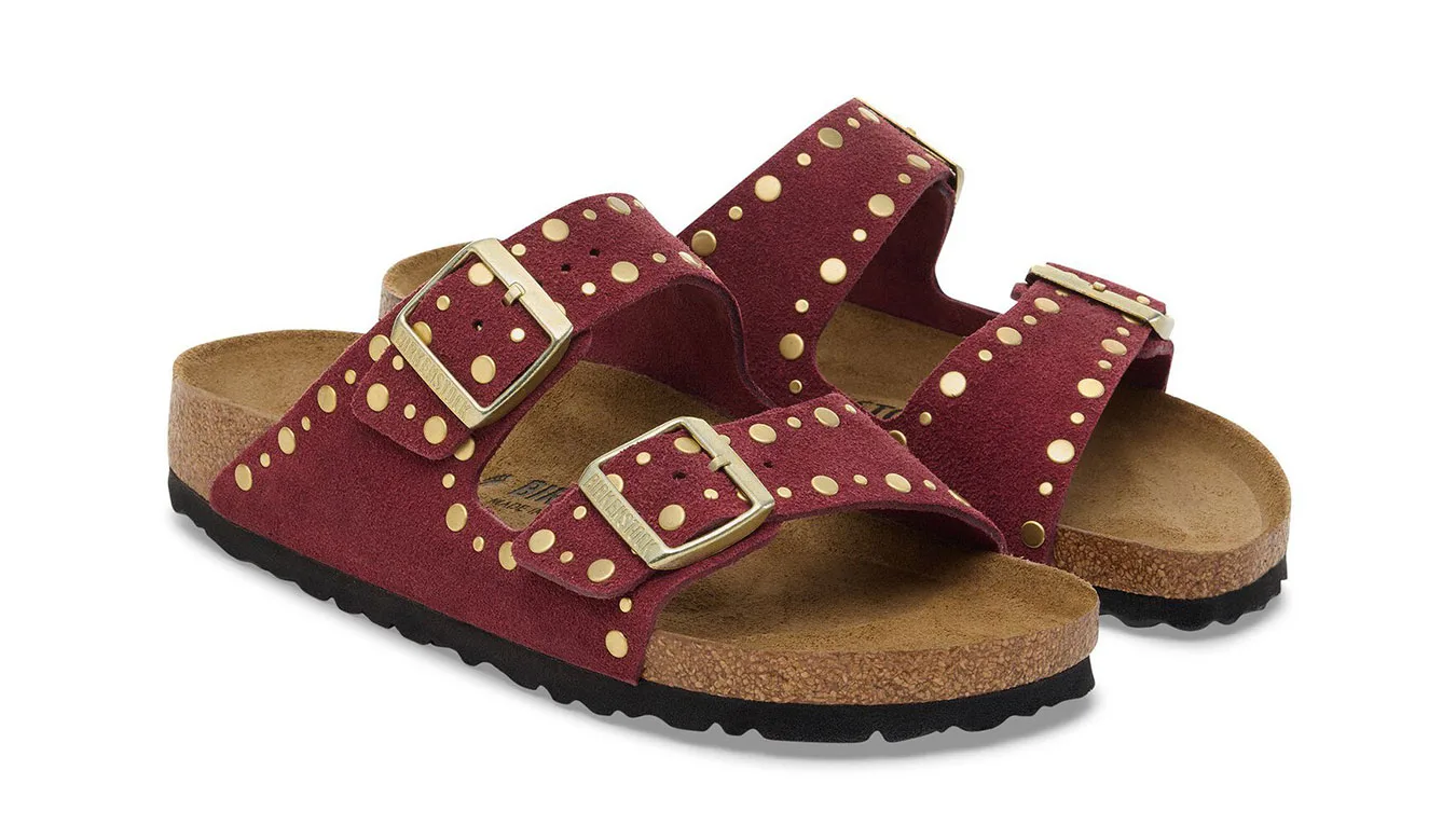 Дамски чехли Birkenstock Arizona Rivet Suede Leather бордо – Bordô