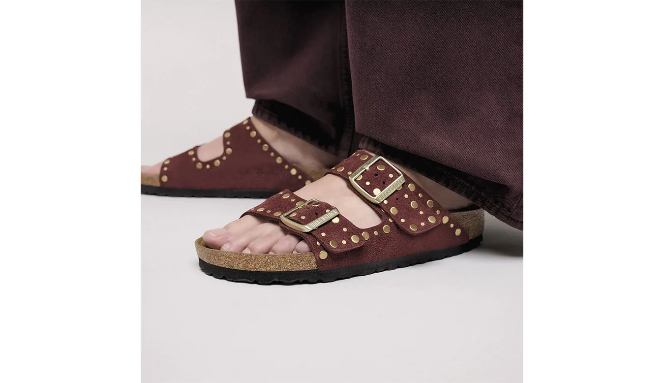 Дамски чехли Birkenstock Arizona Rivet Suede Leather бордо – Bordô