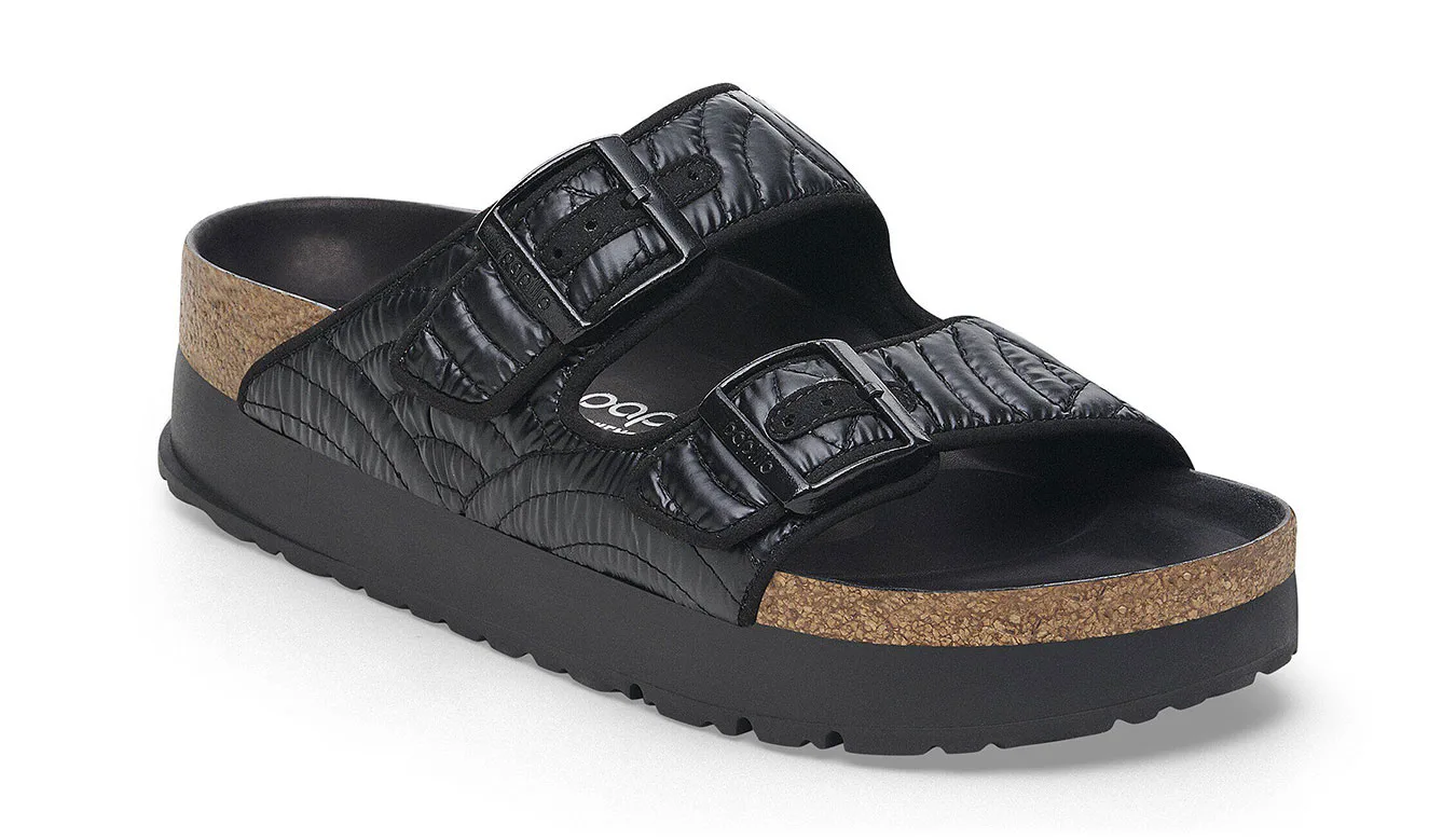 Birkenstock Arizona PAP French Piping Flex Platform Narrow Fit Mulheres - Preto - 1028422 – Дамски сандали на платформа