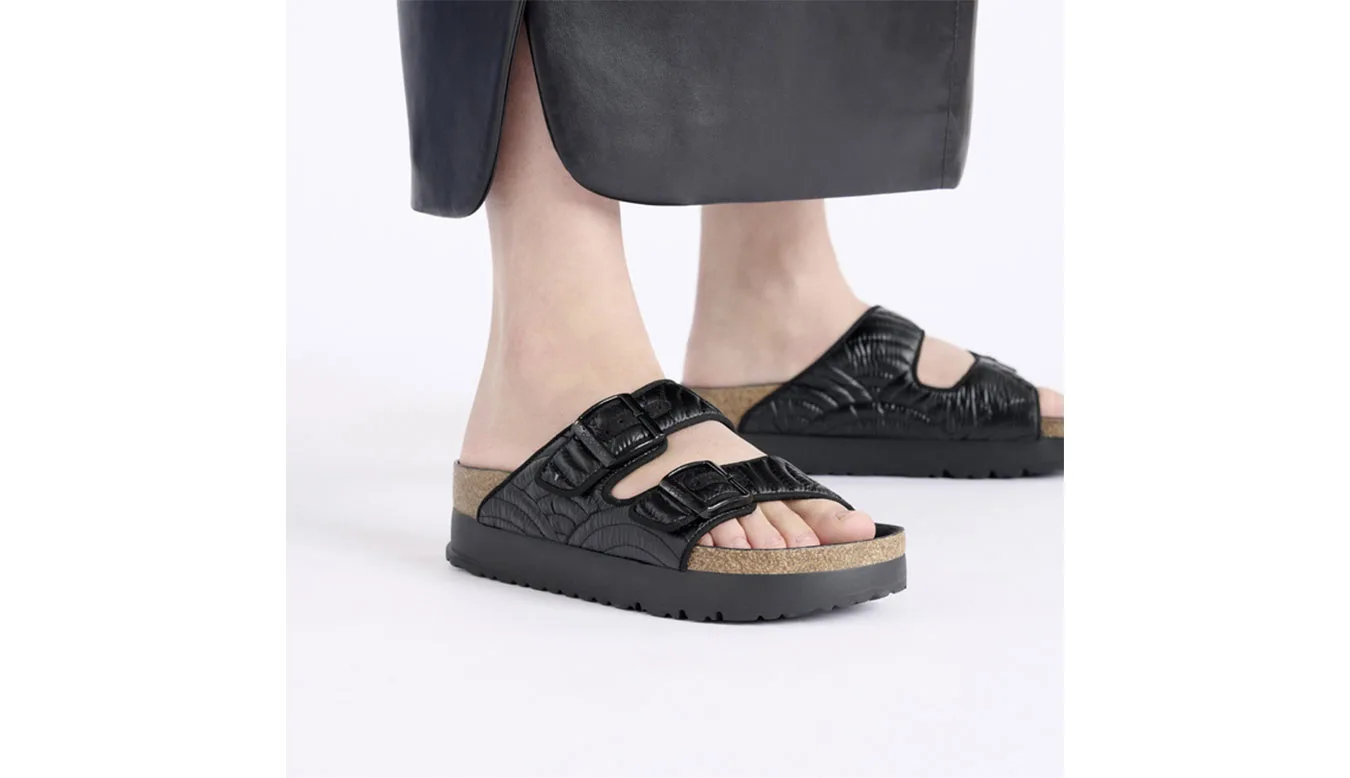 Дамски чехли Birkenstock Arizona PAP French Piping Flex Platform черни – Preto