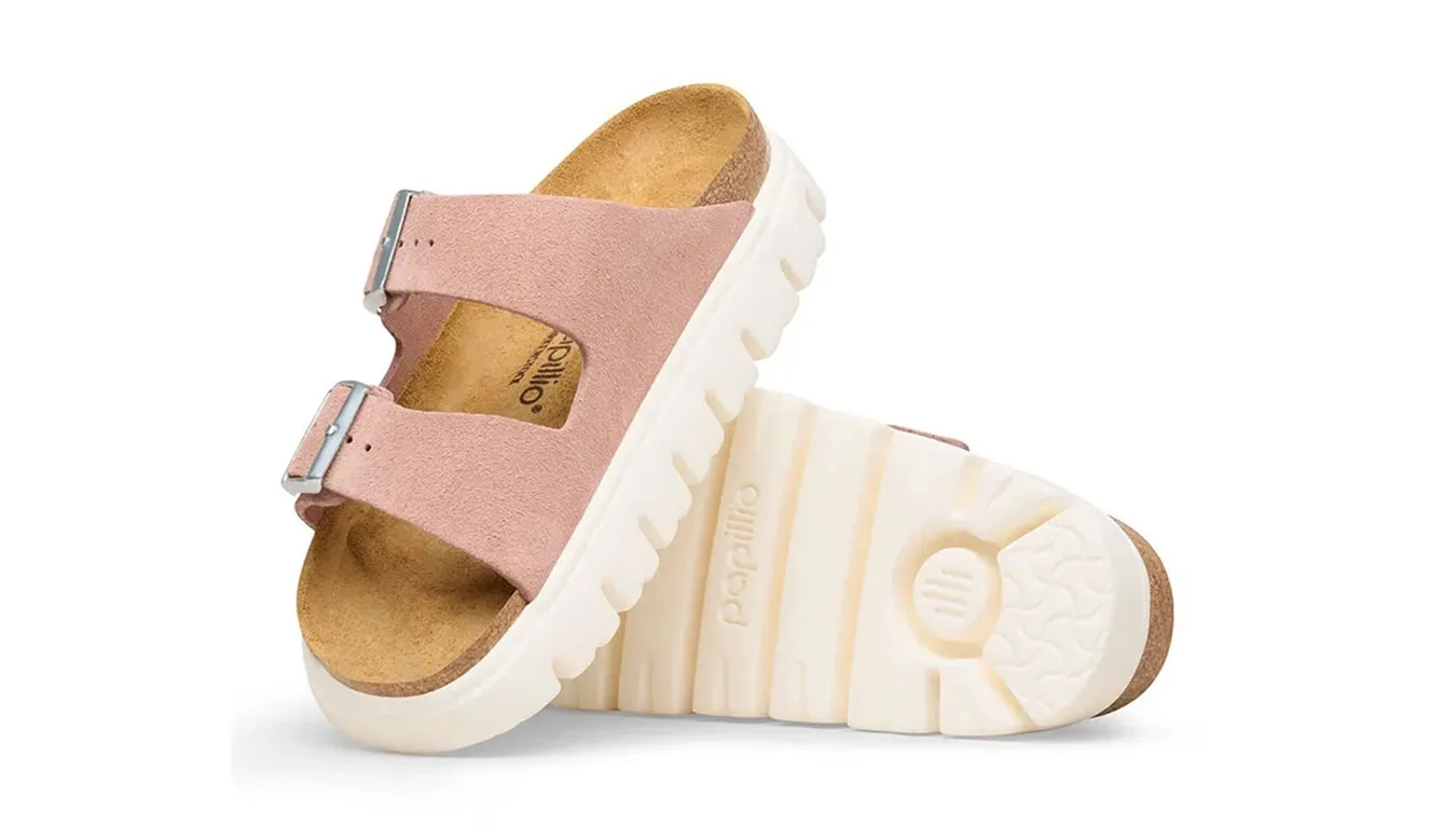 Дамски чехли Birkenstock Arizona Chunky Suede Leather Narrow Fit розови – Rosa