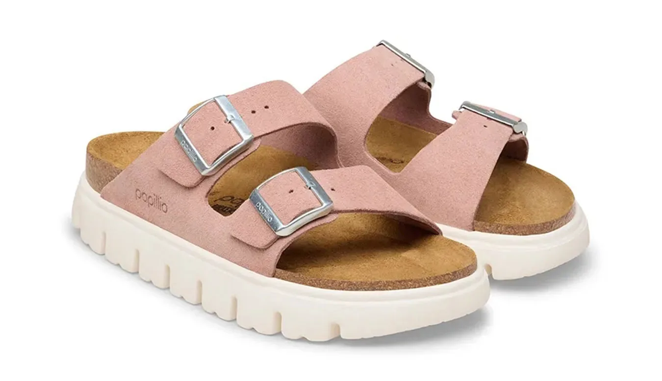 Дамски чехли Birkenstock Arizona Chunky Suede Leather Narrow Fit розови – Rosa