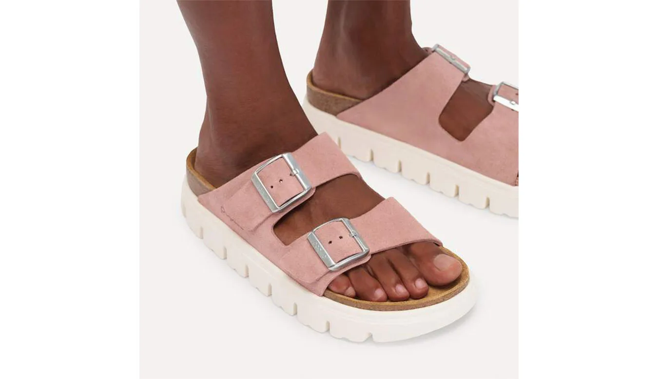 Дамски чехли Birkenstock Arizona Chunky Suede Leather Narrow Fit розови – Rosa
