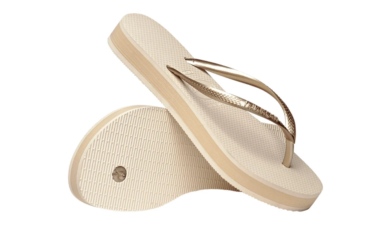 Havaianas Slim Flatform Beige Mulheres - Beige - H4144537-0121-BRA-37/38 - Size: BRA-37/38 – Дамски чехли