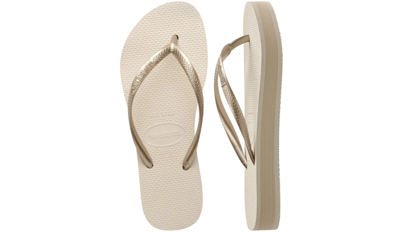 Havaianas Slim Flatform Beige Mulheres - Beige - H4144537-0121-BRA-37/38 - Size: BRA-37/38 – Дамски чехли