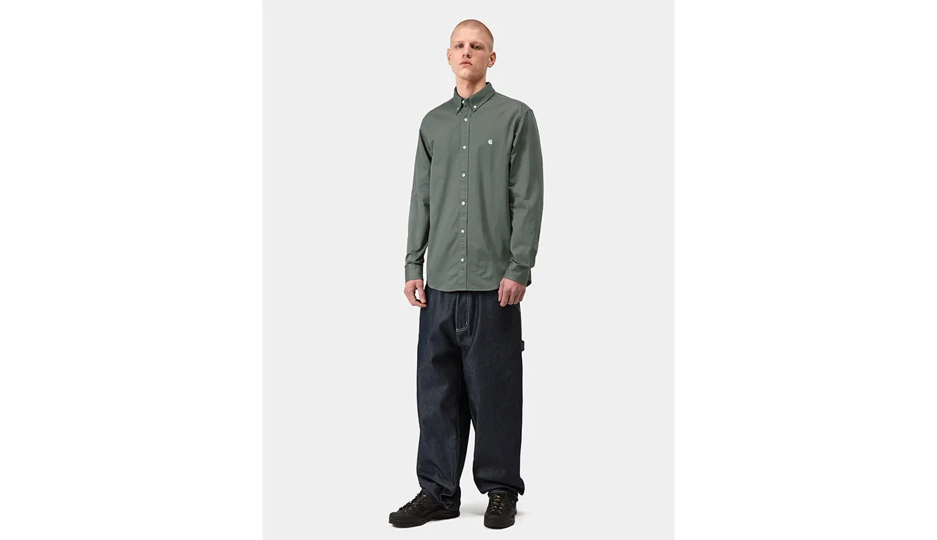 Carhartt WIP L/S Madison Shirt Green Homens - Verde - I023339_3HL_XX – Мъжки ризи