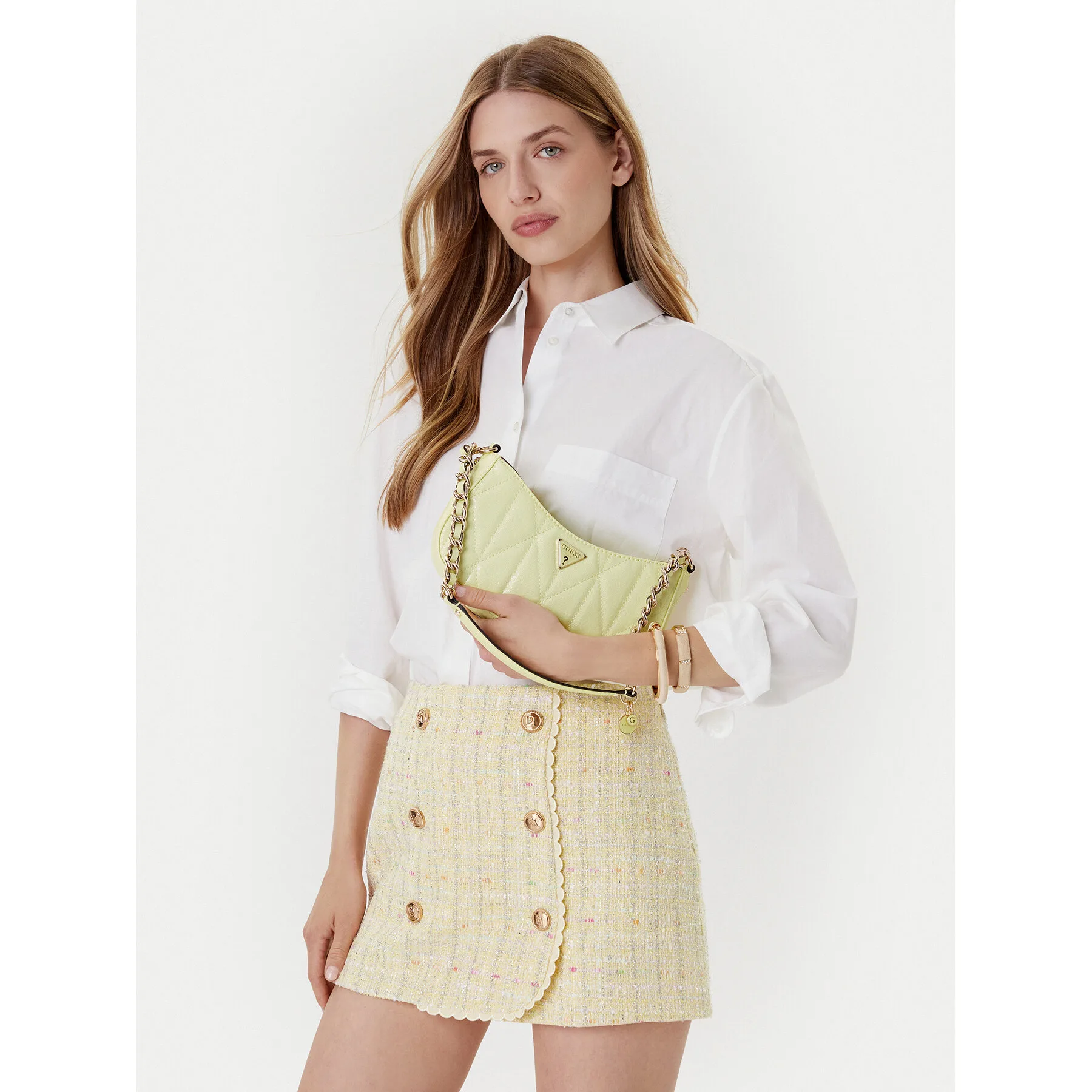 Дамска чанта Guess Aldina HWGG96 63170 Жълт – Класически дамски чанти
