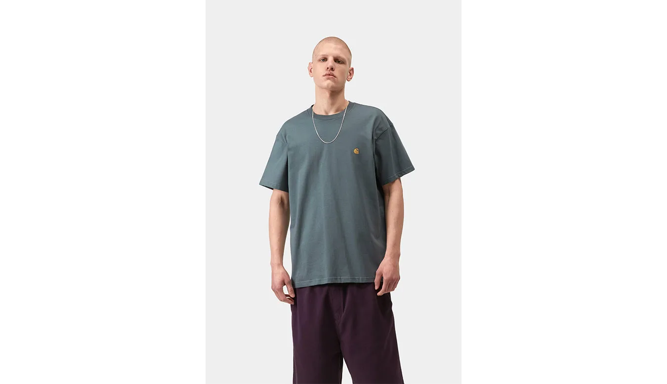 Carhartt WIP S/S Chase T-Shirt Blue Homens - Azul - I026391_3LP_XX-M - Size: M – Мъжки тениски