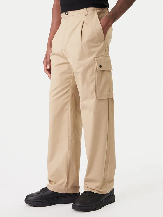 HUGO Текстилни панталони Craysen 50553180 Бежов Straight Fit – Мъжки текстилни панталони