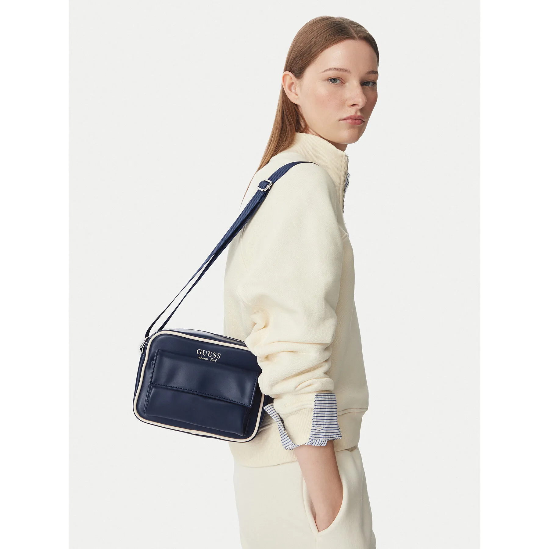 Дамска чанта Guess V6YZ04 W3009 Тъмносин – Дамски чанти тип плик
