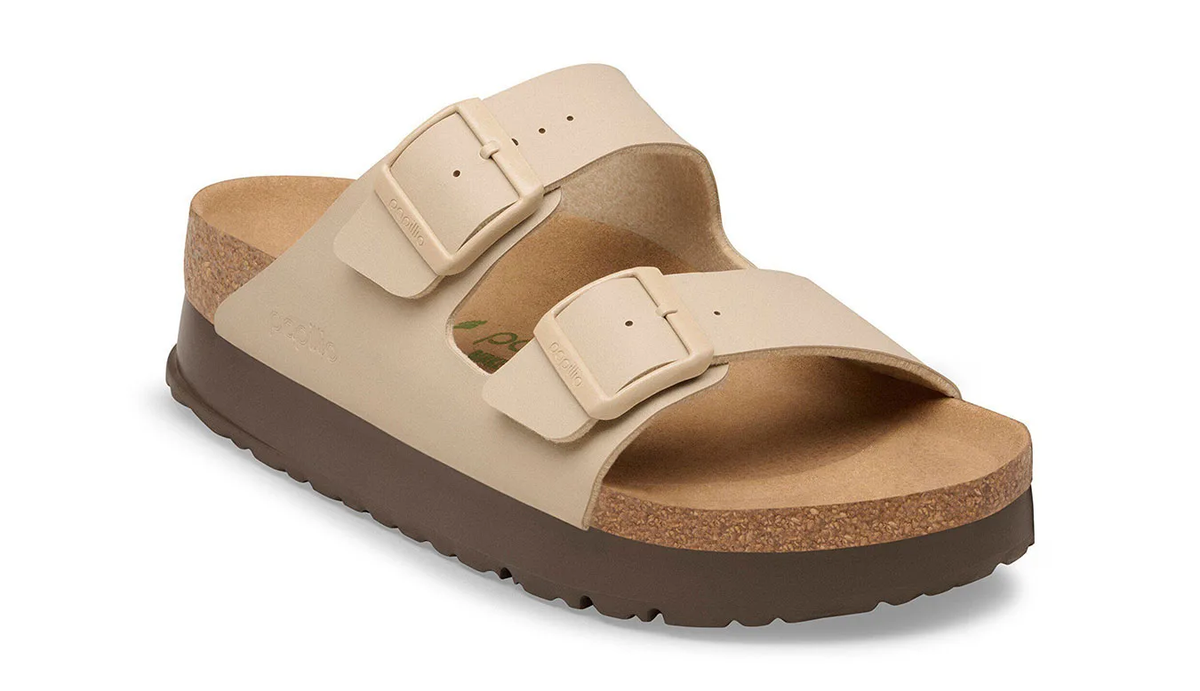Birkenstock Arizona Flex Platform Birko-Flor Narrow Fit Sandcastle Mulheres - Castanho Claro - B1031261 – Дамски сандали на платформа